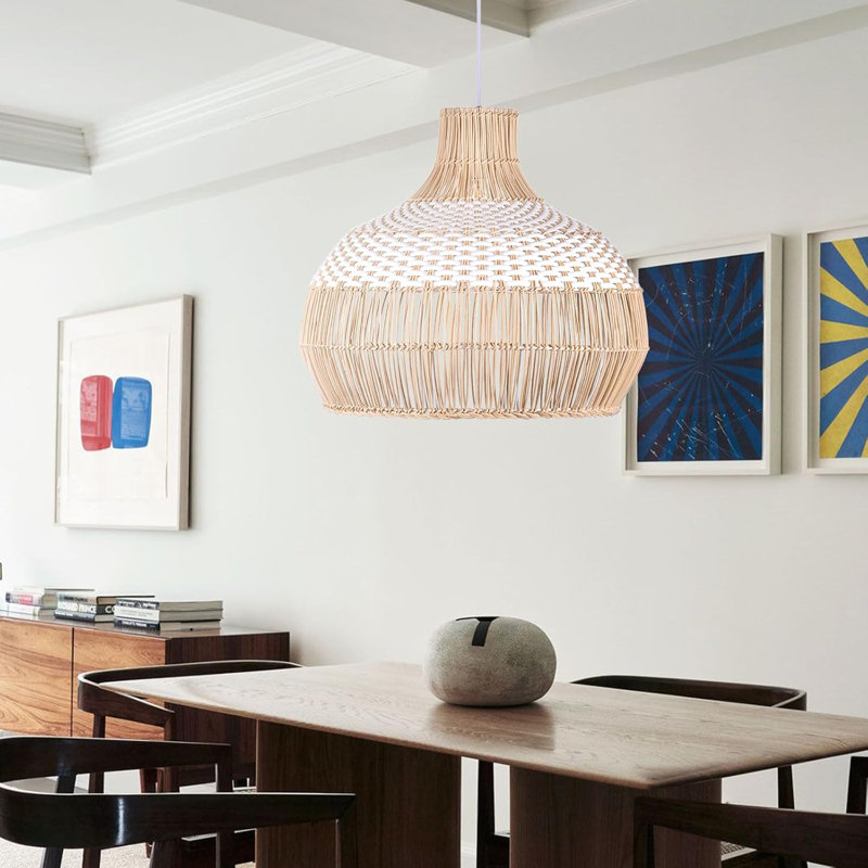 Bayou Breeze Handwoven Rattan Pendant Light For Dining Room